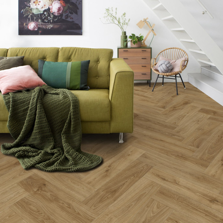 Elka Kentucky Oak Honey Brown Rigid Click Vinyl Herringbone