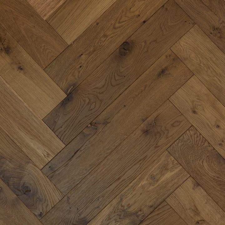 Metropolitan Herringbone Bandsawn Antique Smoked and Brushed and Lacquered