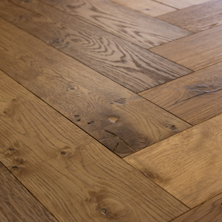 Metropolitan Herringbone Bandsawn Antique Smoked and Brushed and Lacquered