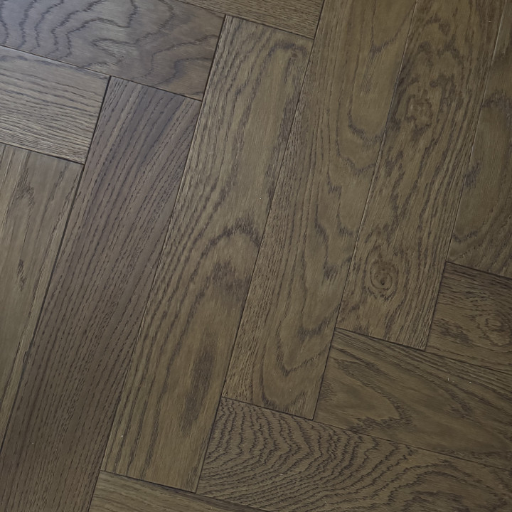 Schoolhouse Dark Brown Brushed & UV Oiled Herringbone