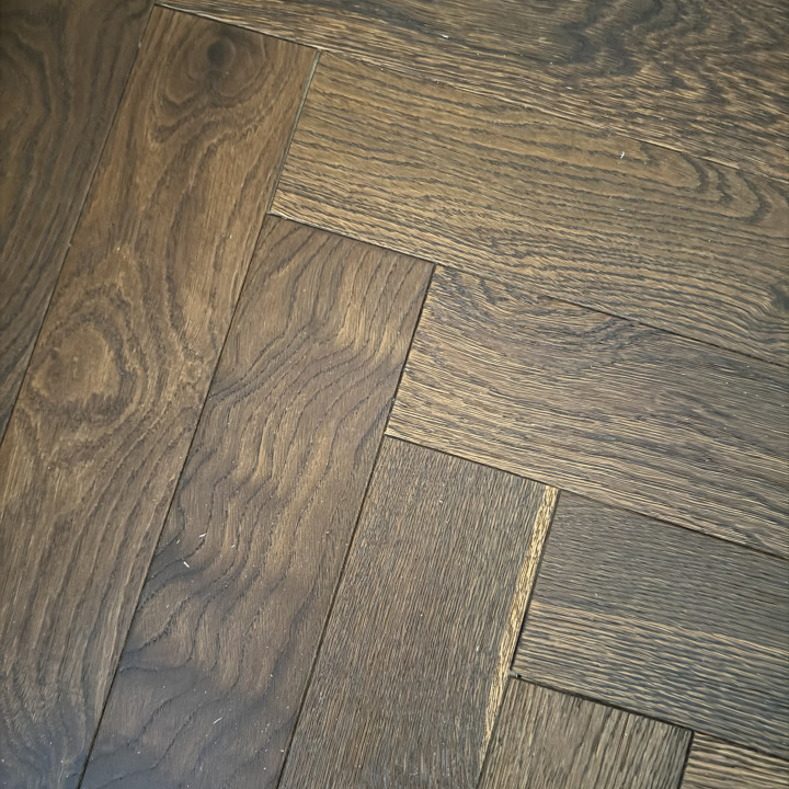 Schoolhouse Dark Brown Brushed & UV Oiled Herringbone