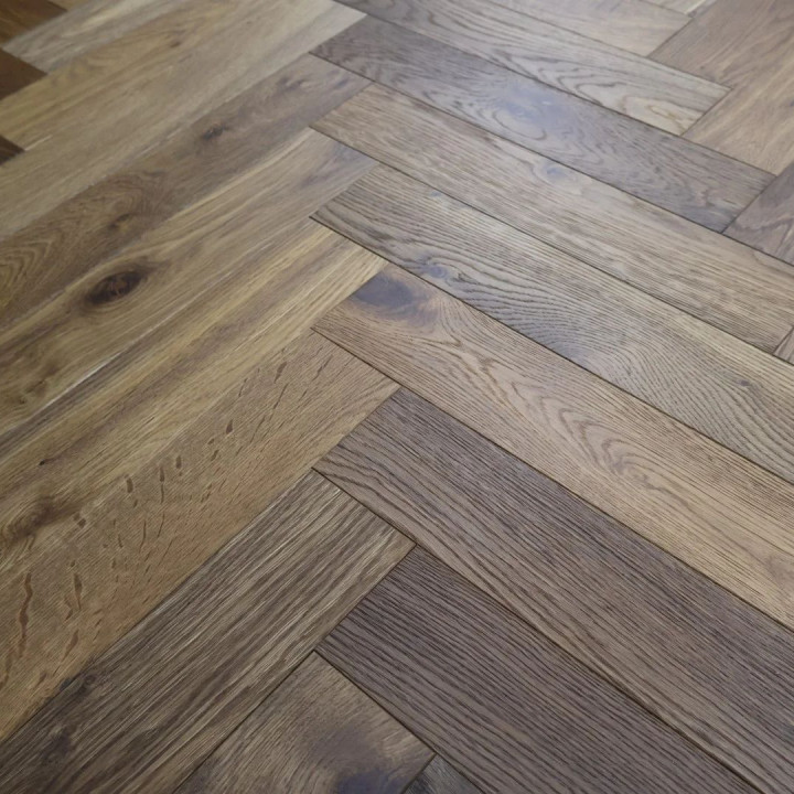 Schoolhouse Dark Smoked Brushed & UV Oiled Herringbone  