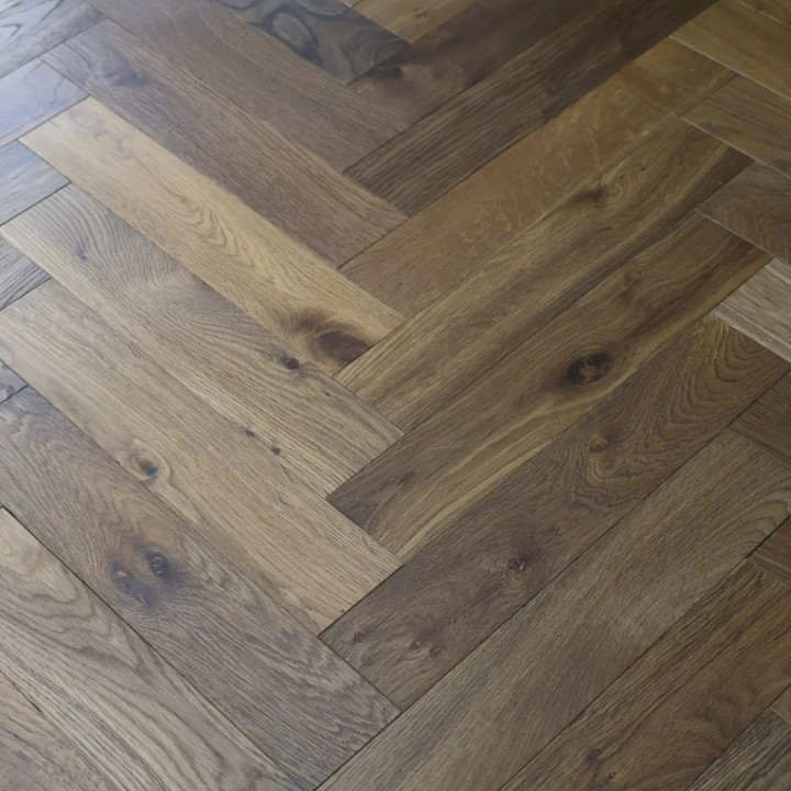 Schoolhouse Dark Smoked Brushed & UV Oiled Herringbone  