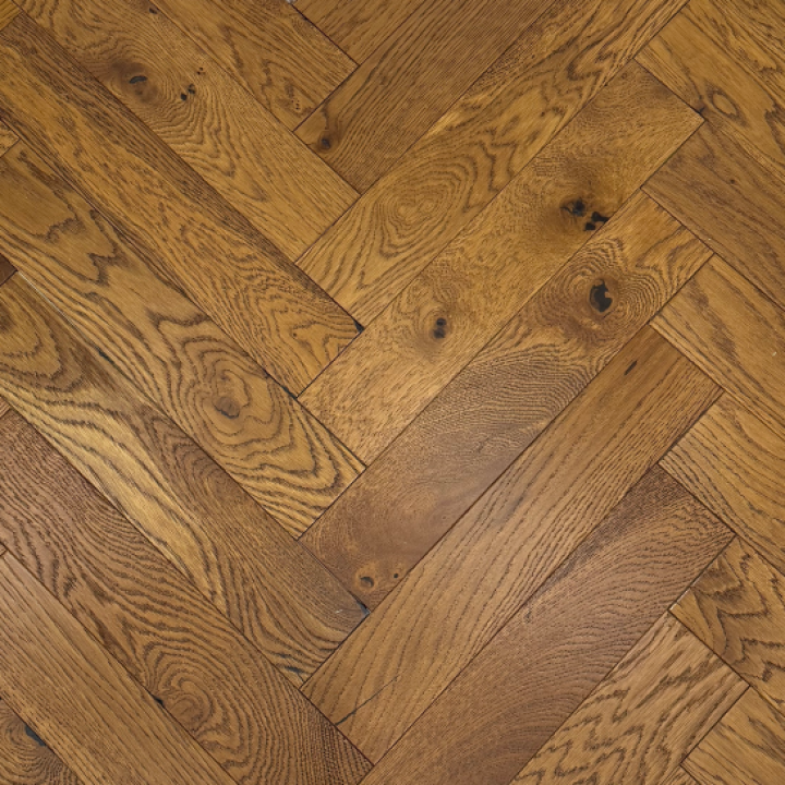Schoolhouse Golden Smoked Brushed & UV Oiled Herringbone