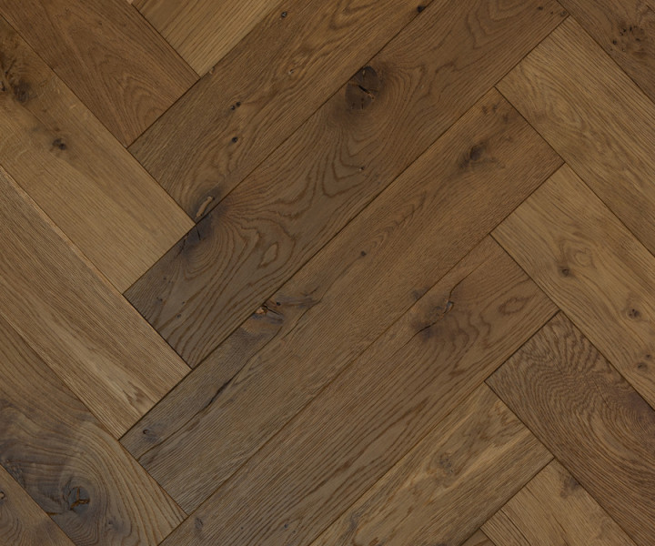 Metropolitan Herringbone Bandsawn Antique Smoked and Brushed and Lacquered