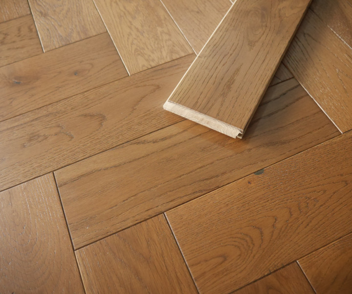 NEW Developer Solid Oak Herringbone Smoked Brushed UV Oiled