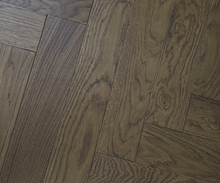 Schoolhouse Dark Brown Brushed & UV Oiled Herringbone