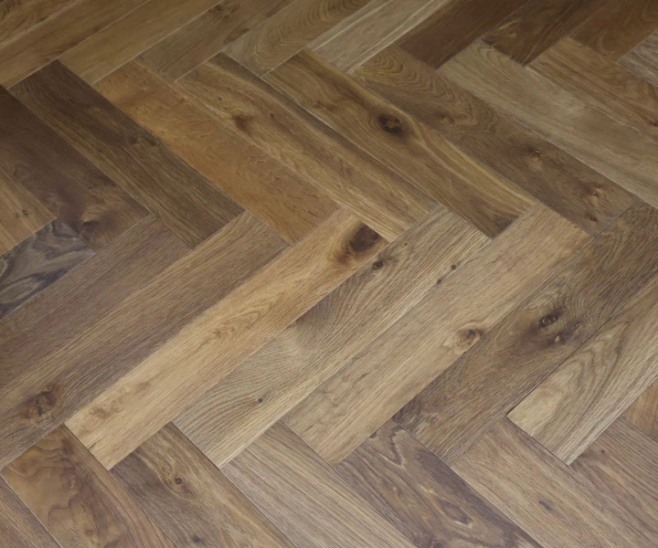 Schoolhouse Dark Smoked Brushed & UV Oiled Herringbone  