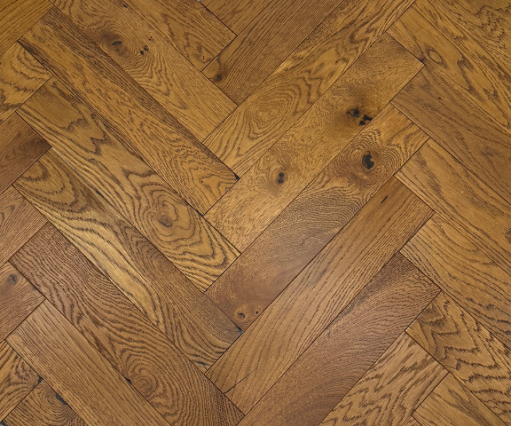 Schoolhouse Golden Smoked Brushed & UV Oiled Herringbone