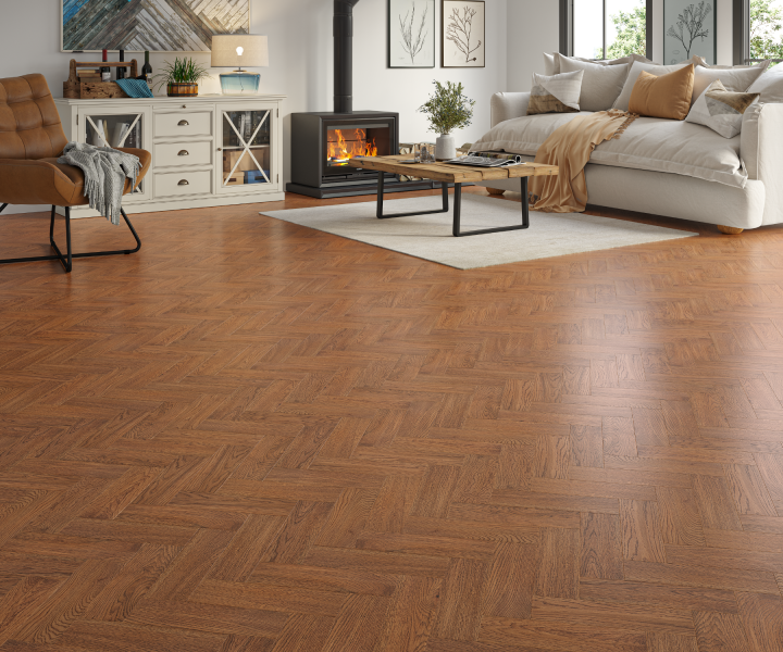 Source 14mm Antique Oak Brushed and Lacquered Herringbone