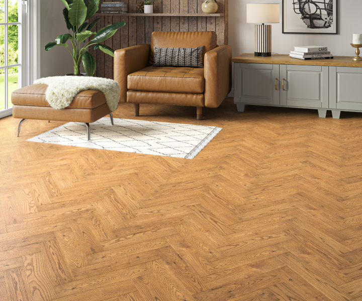Source 20mm Oak Golden Brushed and UV Oiled Herringbone