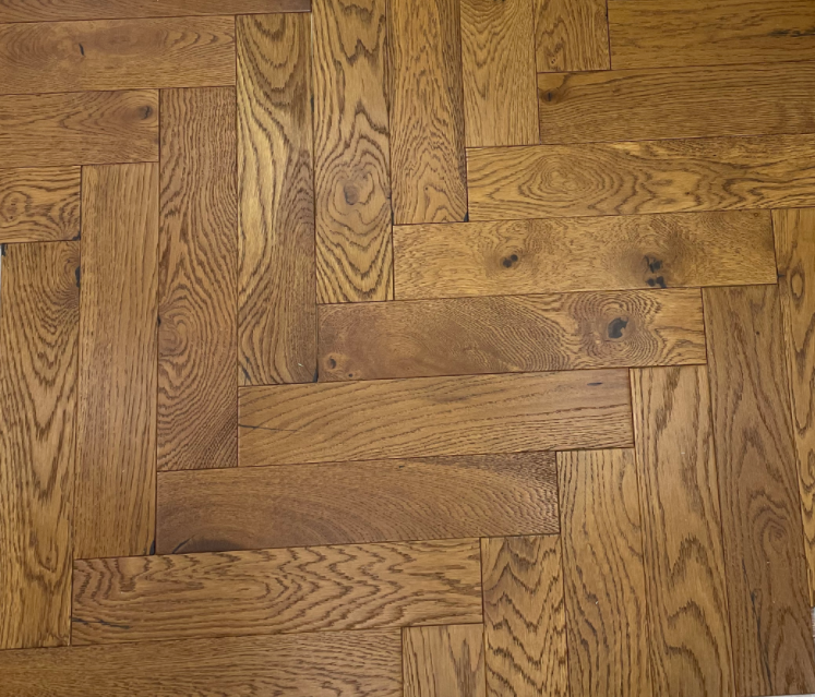 Schoolhouse Golden Smoked Brushed & UV Oiled Herringbone